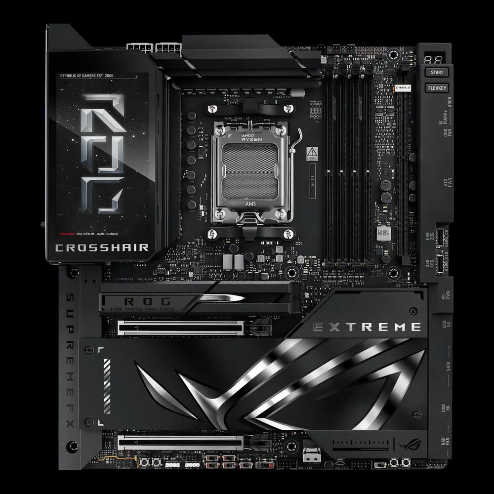 Top view of ASUS ROG Crosshair X870E Extreme motherboard