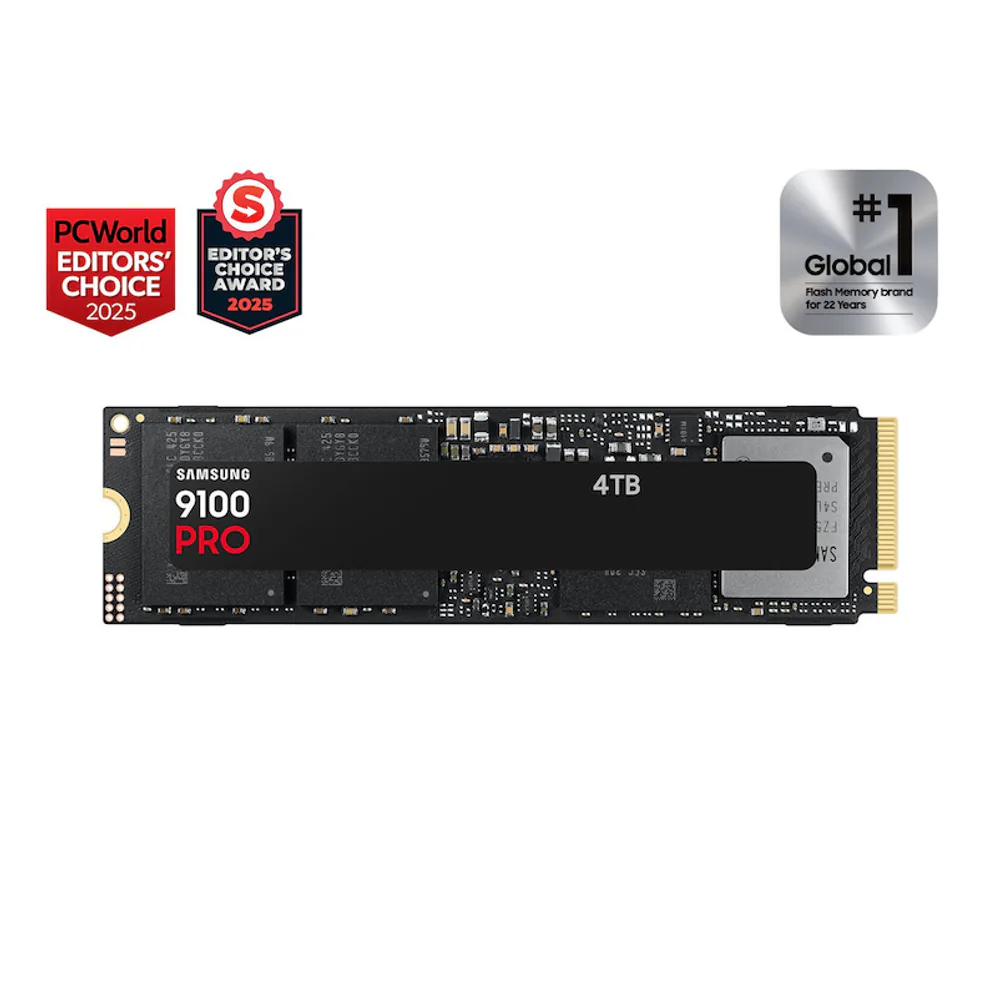 Samsung 9100 PRO 4TB PCIe Gen5 NVMe SSD and retail box