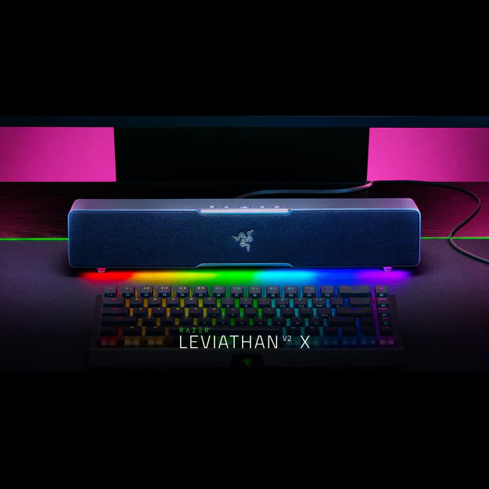 Razer Leviathan V2 X desktop soundbar with Chroma RGB lighting